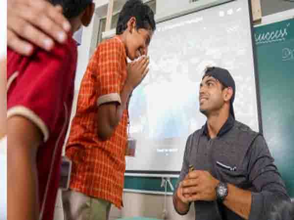 Neeraj Chopra surprised the children by making a surprise visit to the school in Bengaluru