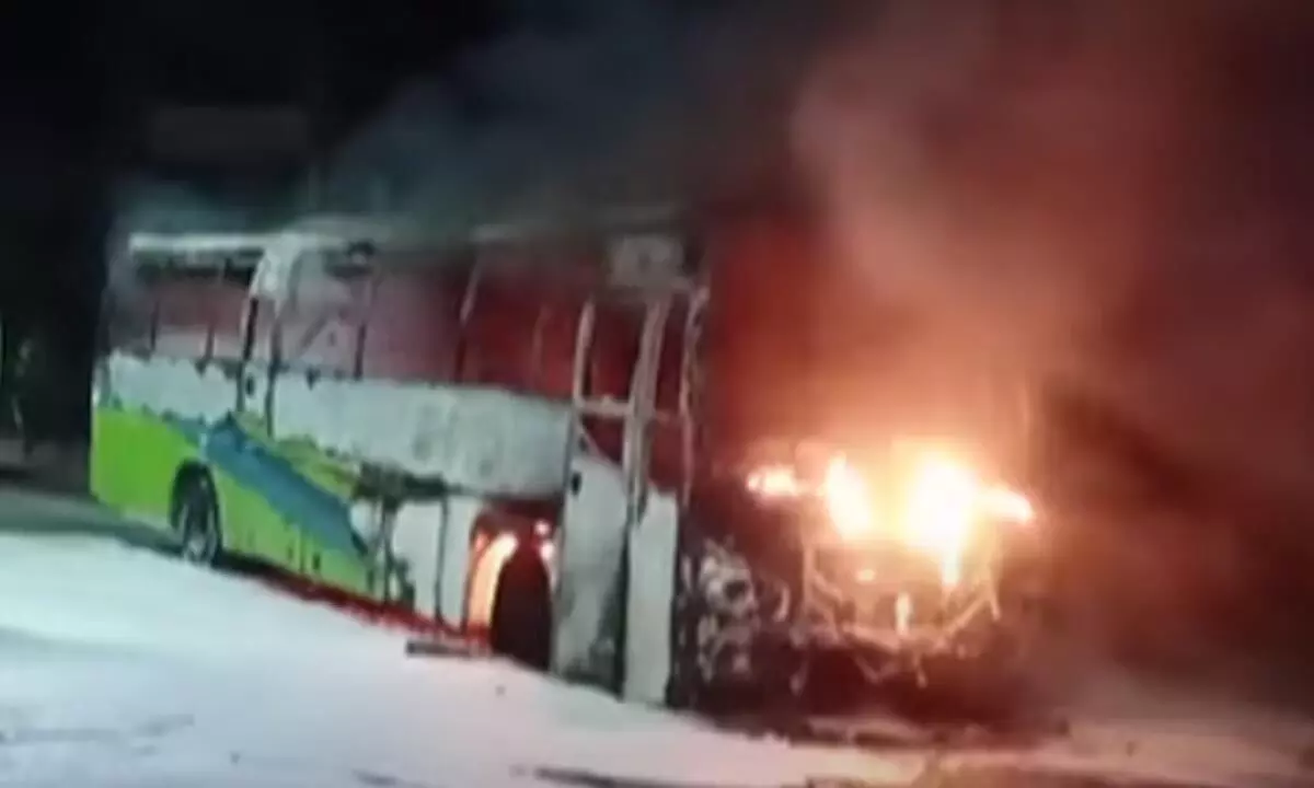 Fire breaks out at TSRTC in Suryapet, 20 passengers safe