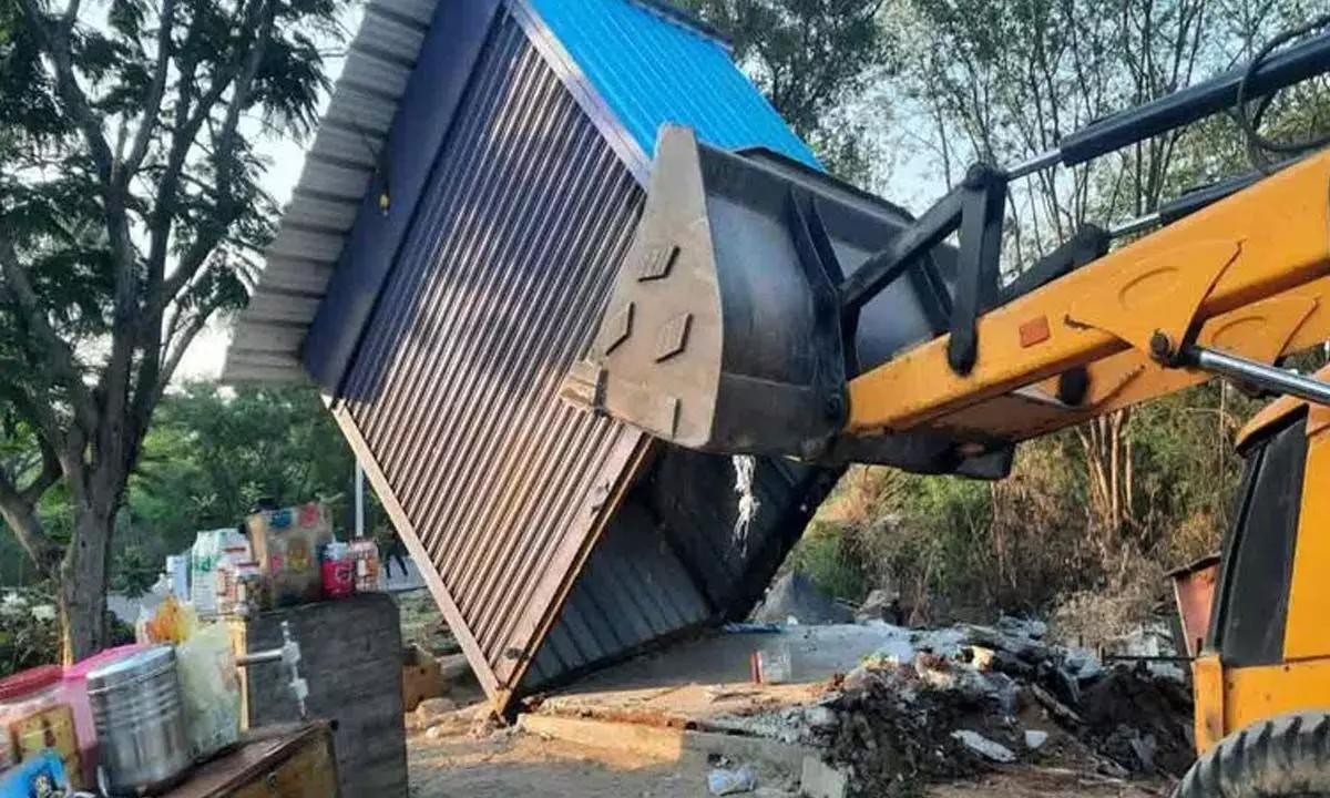 HMDA demolishes illegal structures in Shamshabad