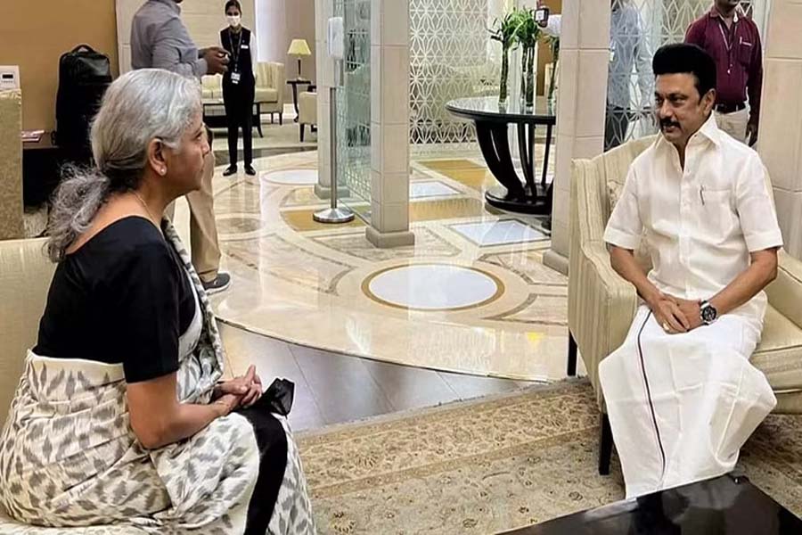 CM Stalin meets Nirmala Sitharaman at Delhi airport