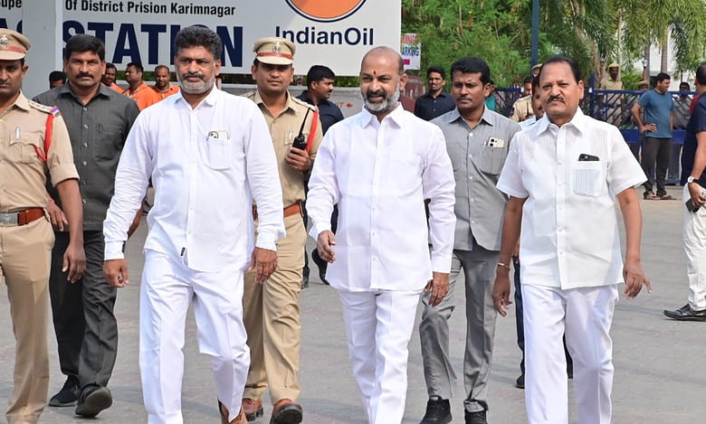 Video: Bandi Sanjay released from Karimnagar jail on bail in SSC paper leak case