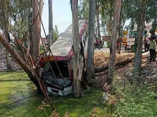Bus full of 40 passengers fell into the ditch