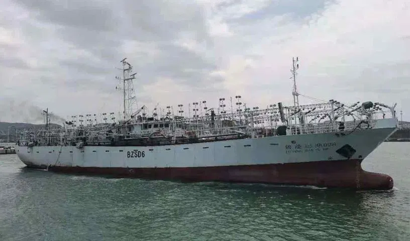A Chinese fishing vessel capsized in the Indian Ocean