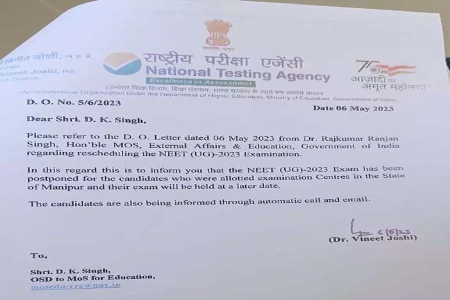 NEET UG 2023 exam postponed in Manipur