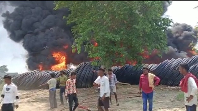 Fire in Sambalpur of Odisha, pipe warehouse up in flames