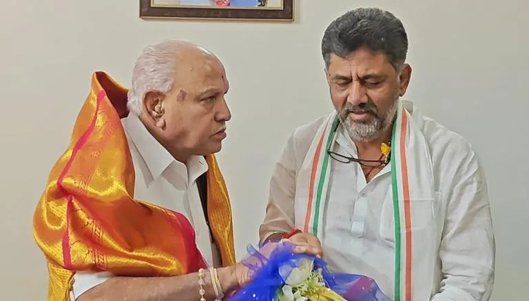 DK Shivakumar Meets BJP Veteran Yediyurappa For The First Time Since Congress Victory