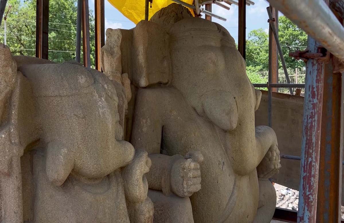 Villagers agitated over breaking the old roof of Ganesh temple, protested fiercely