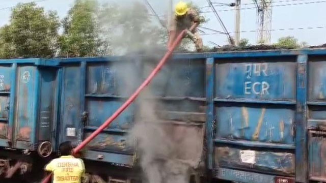 Fire reported in coal-laden goods train at Radhakishorepur Station in Cuttack