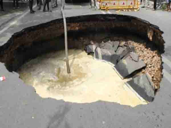 Road collapses in Delhi’s Janakpuri, no casualty reported