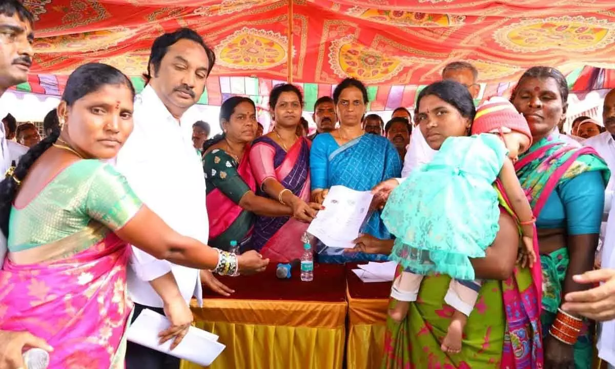 Education Minister Sabita Indra Reddy begins distribution of house plots